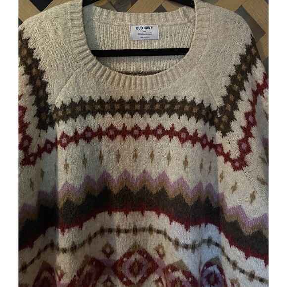 OLD NAVY Warm Fair Isle Wool Blend Shaker Stitch Sweater XXL - Picture 5 of 7